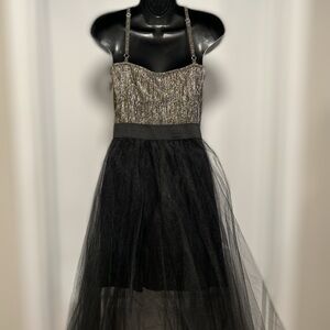 Elegant Black, Gold, Silver Dress